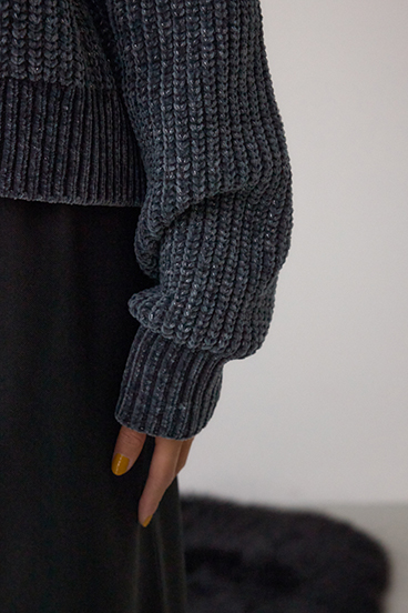 ラメベロアハーフZIPニットトップス 詳細画像