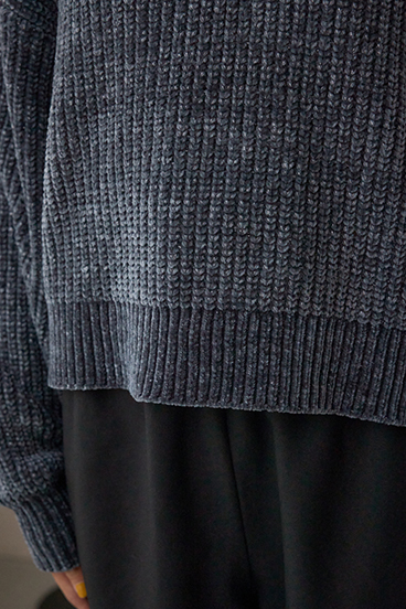 ラメベロアハーフZIPニットトップス 詳細画像