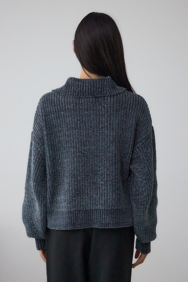 ラメベロアハーフZIPニットトップス 詳細画像