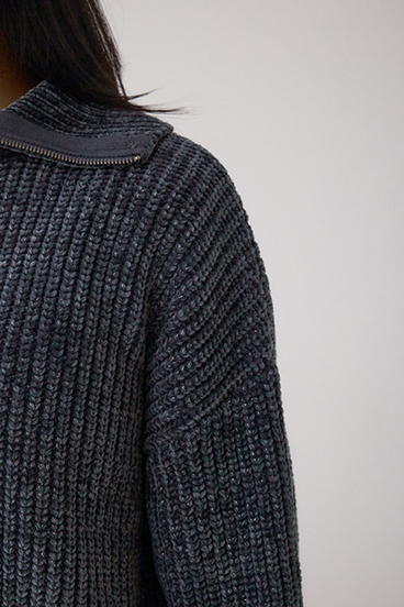 ラメベロアハーフZIPニットトップス 詳細画像