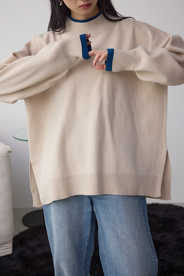 格上げ ダブルネックデザインニットトップス