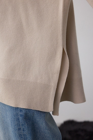 格上げ ダブルネックデザインニットトップス 詳細画像