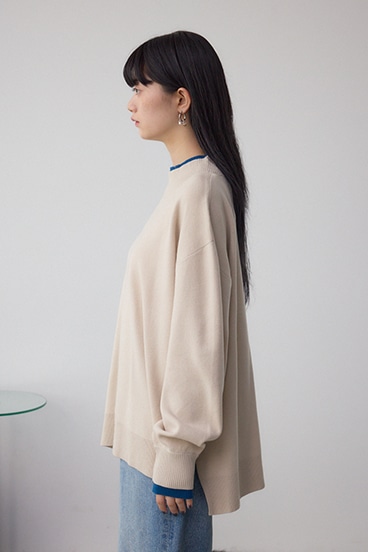 格上げ ダブルネックデザインニットトップス 詳細画像