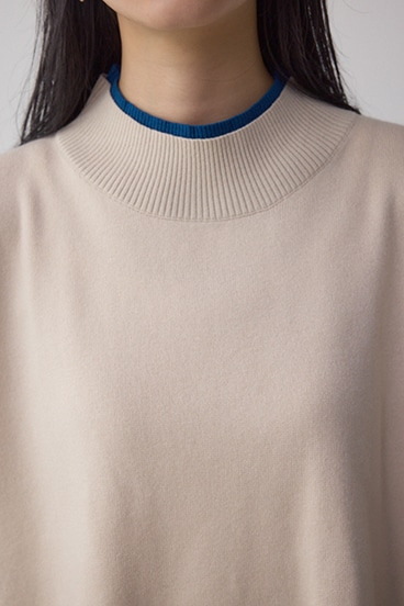 格上げ ダブルネックデザインニットトップス 詳細画像