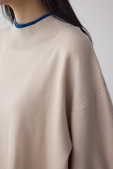 格上げ ダブルネックデザインニットトップス 詳細画像