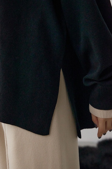 格上げ ダブルネックデザインニットトップス 詳細画像