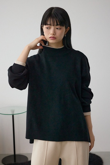 格上げ ダブルネックデザインニットトップス 詳細画像