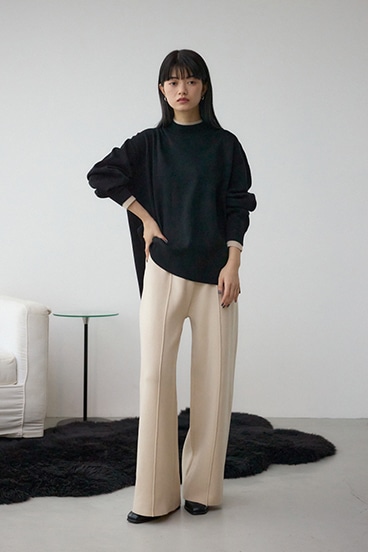 格上げ ダブルネックデザインニットトップス 詳細画像