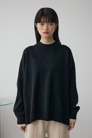 格上げ ダブルネックデザインニットトップス 詳細画像