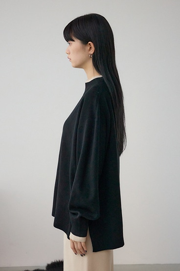 格上げ ダブルネックデザインニットトップス 詳細画像