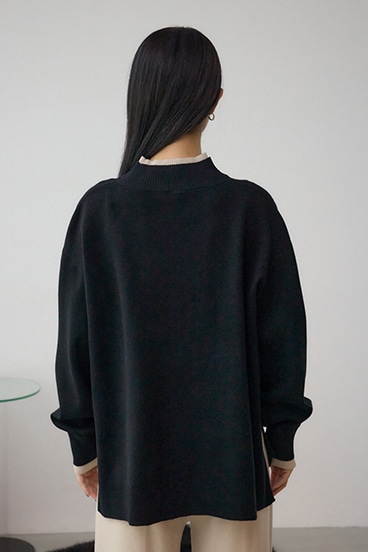 格上げ ダブルネックデザインニットトップス 詳細画像