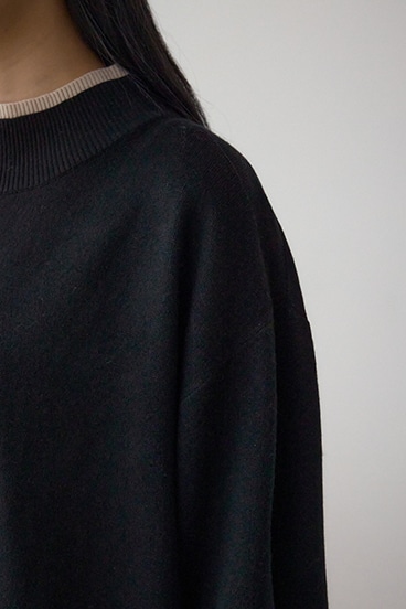 格上げ ダブルネックデザインニットトップス 詳細画像