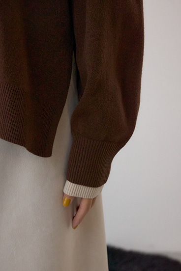 格上げ ダブルネックデザインニットトップス 詳細画像