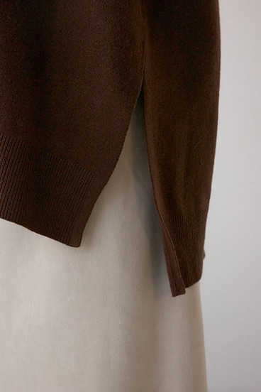 格上げ ダブルネックデザインニットトップス 詳細画像