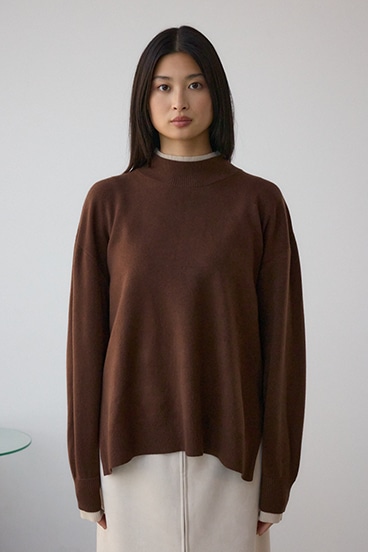 格上げ ダブルネックデザインニットトップス 詳細画像