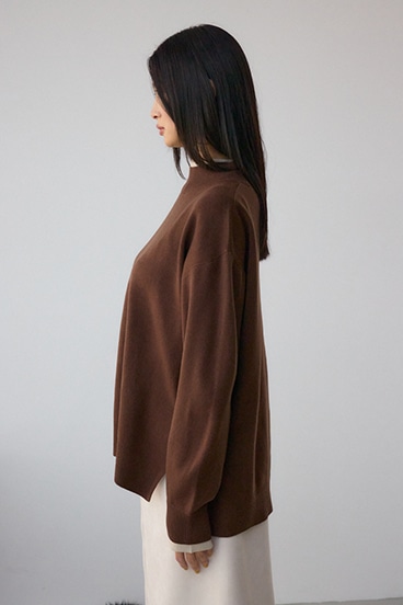 格上げ ダブルネックデザインニットトップス 詳細画像