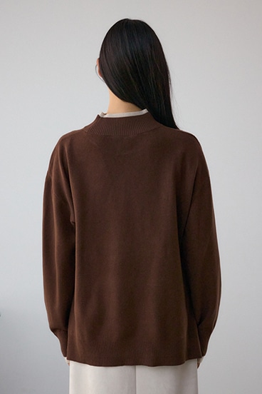 格上げ ダブルネックデザインニットトップス 詳細画像