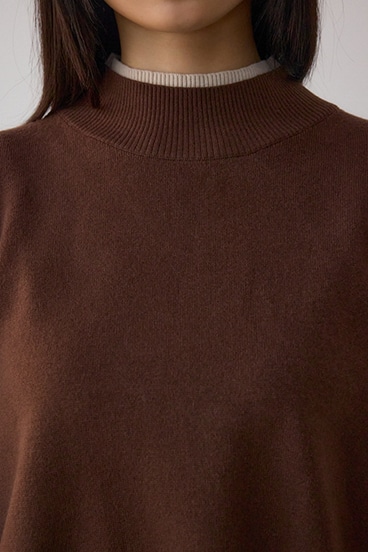 格上げ ダブルネックデザインニットトップス 詳細画像