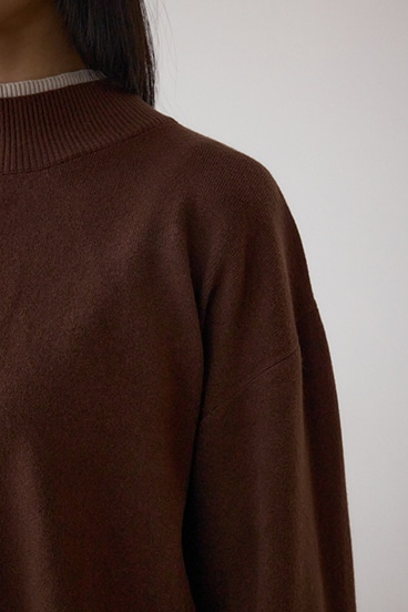 格上げ ダブルネックデザインニットトップス 詳細画像