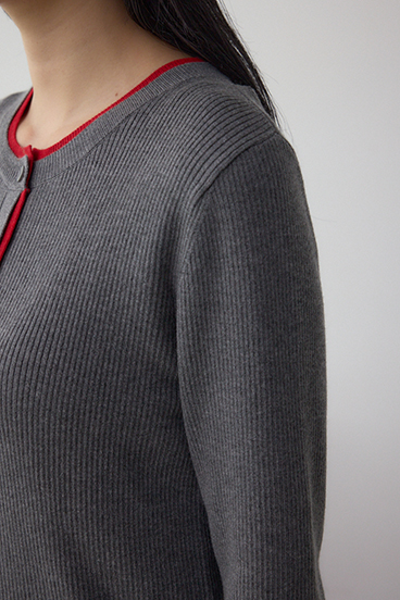 格上げ ヘンリーネックデザインニットトップス 詳細画像