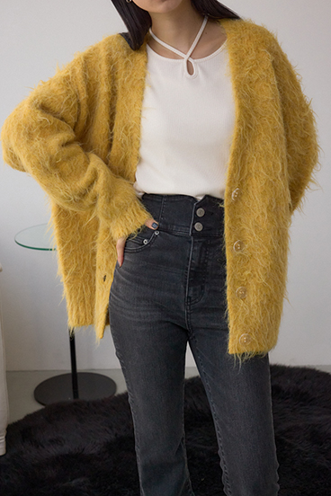 シャギー起毛ニットカーディガン