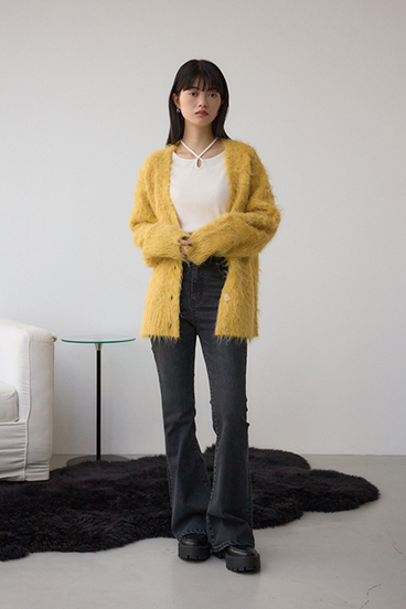 シャギー起毛ニットカーディガン 詳細画像