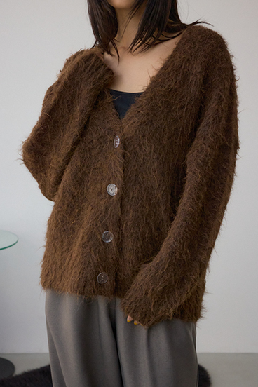 シャギー起毛ニットカーディガン