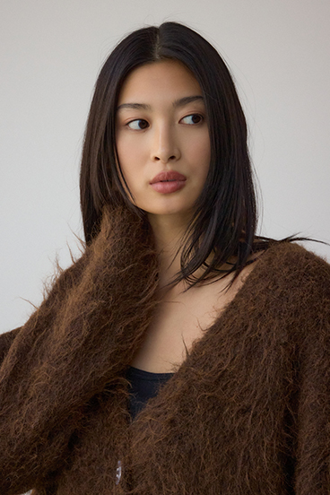 シャギー起毛ニットカーディガン