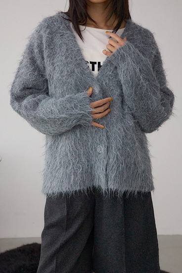 シャギー起毛ニットカーディガン