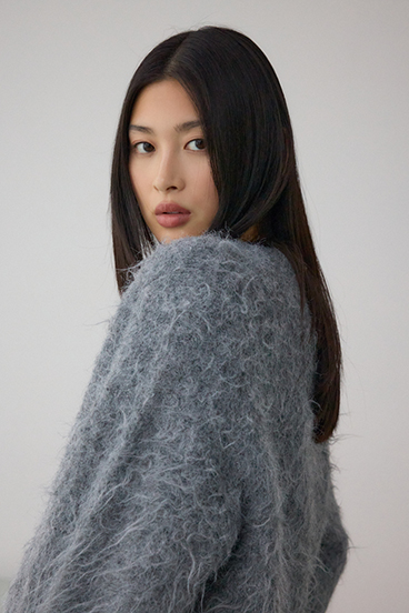 シャギー起毛ニットカーディガン