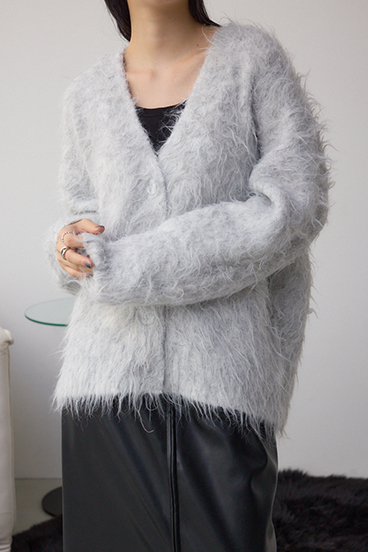 シャギー起毛ニットカーディガン