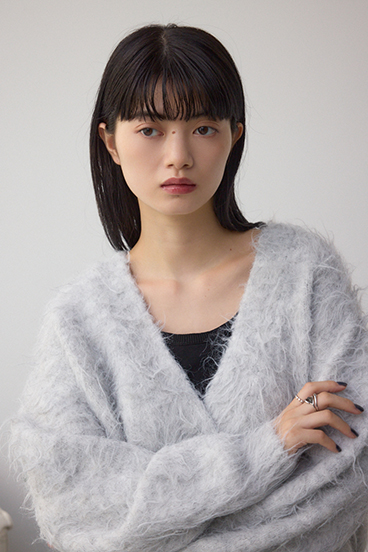 シャギー起毛ニットカーディガン