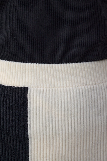 バイカラーIラインニットスカート 詳細画像