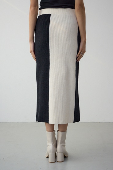 バイカラーIラインニットスカート 詳細画像