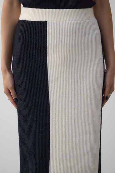 バイカラーIラインニットスカート 詳細画像