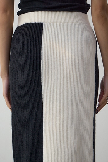 バイカラーIラインニットスカート 詳細画像