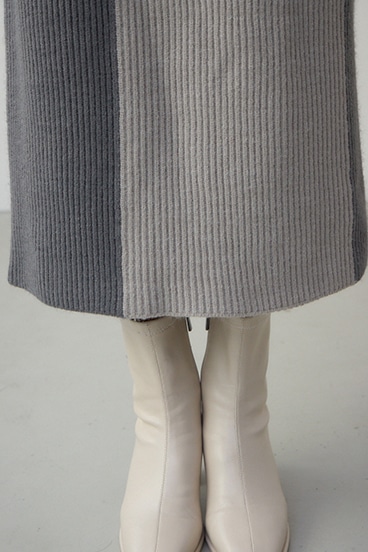 バイカラーIラインニットスカート 詳細画像