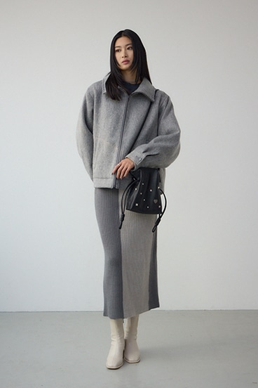 バイカラーIラインニットスカート 詳細画像