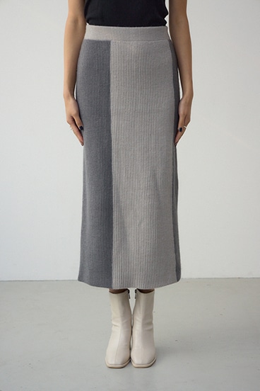 バイカラーIラインニットスカート 詳細画像