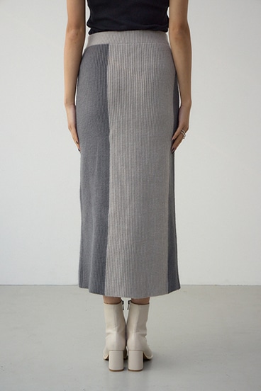 バイカラーIラインニットスカート 詳細画像