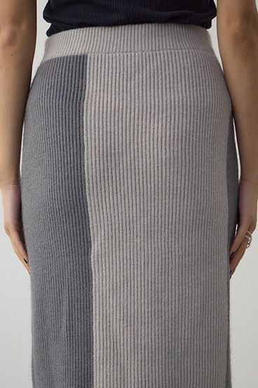 バイカラーIラインニットスカート 詳細画像