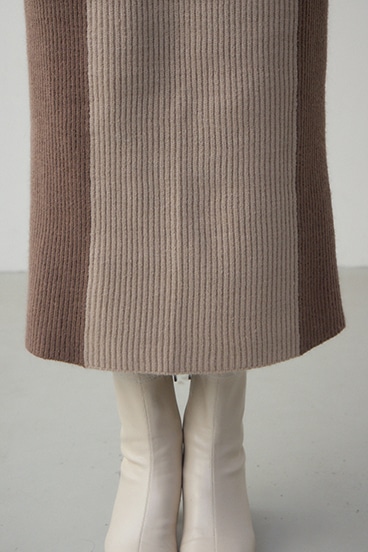 バイカラーIラインニットスカート 詳細画像