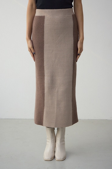 バイカラーIラインニットスカート 詳細画像