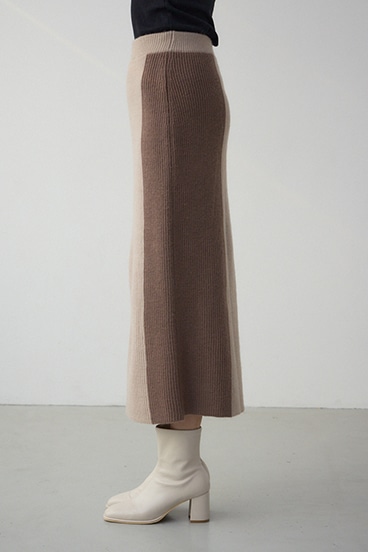バイカラーIラインニットスカート 詳細画像