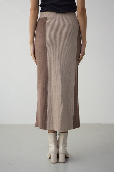 バイカラーIラインニットスカート 詳細画像