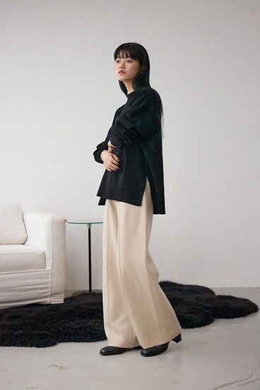 格上げ ニットワイドパンツ 詳細画像