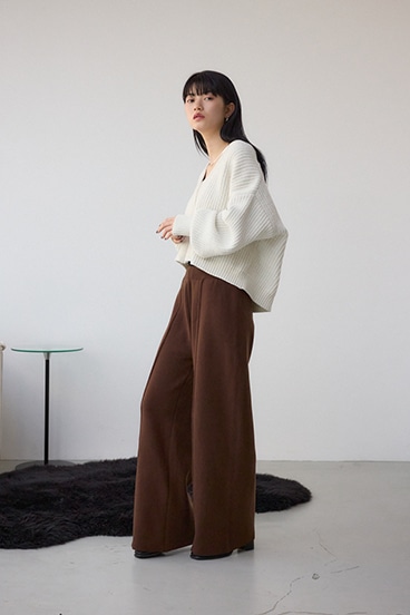 格上げ ニットワイドパンツ 詳細画像