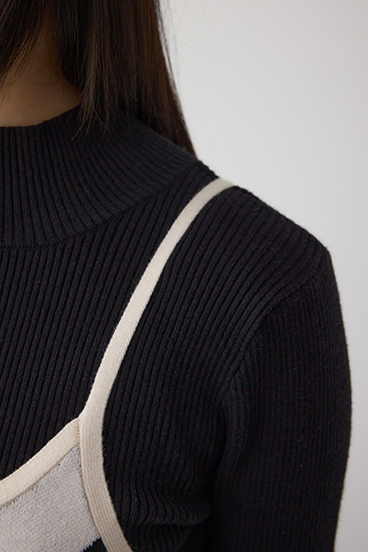 【セットアイテム】ライン柄ニットキャミワンピセット 詳細画像