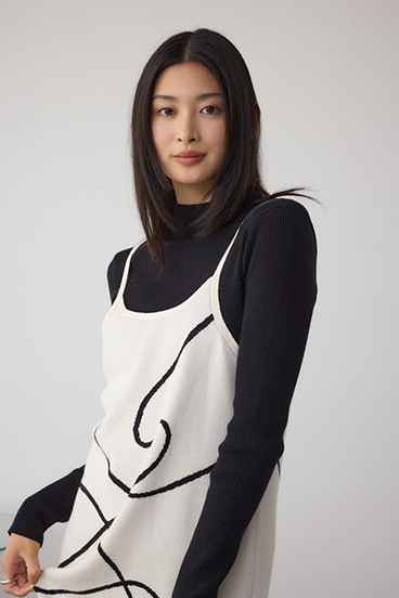 【セットアイテム】ライン柄ニットキャミワンピセット