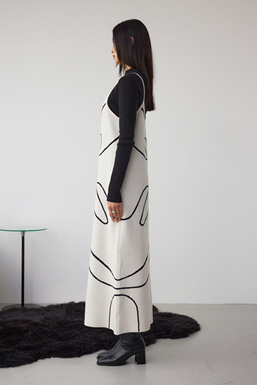 【セットアイテム】ライン柄ニットキャミワンピセット 詳細画像